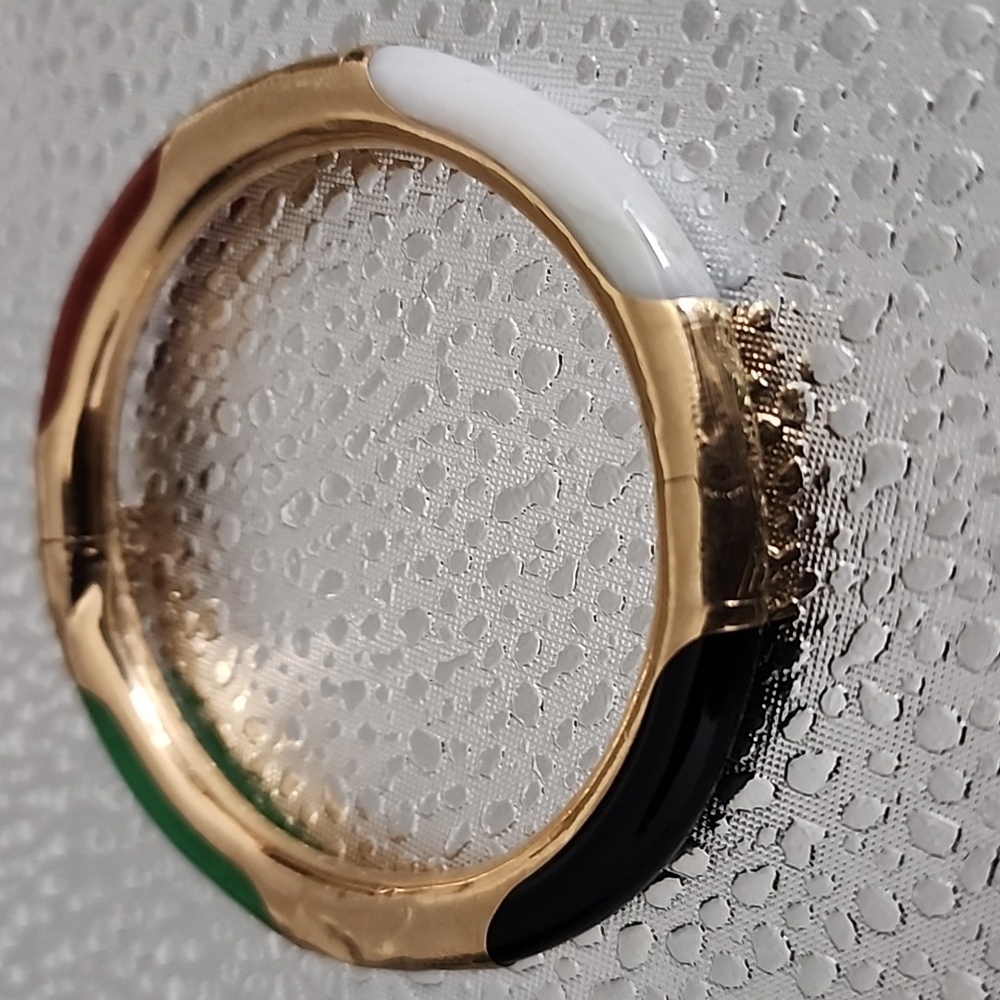 14k Gold Multicolor Jade Bangle - Picture 15 of 15